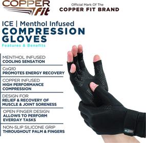 img 3 attached to 🧤 Компрессионные перчатки Copper Fit ICE с ментолом и Coq10: Ускоряет восстановление в черном!