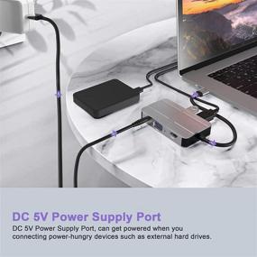 img 1 attached to 🔌 7 in 1 USB C Hub HDMI Adapter with 4K HDMI+1080P VGA, 2 USB-A 3.0 + USB-C 3.0 Ports, 3.5mm Audio, 5V1A Power for MacBook Pro Air HP XPS & More