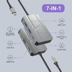 img 3 attached to 🔌 7 in 1 USB C Hub HDMI Adapter with 4K HDMI+1080P VGA, 2 USB-A 3.0 + USB-C 3.0 Ports, 3.5mm Audio, 5V1A Power for MacBook Pro Air HP XPS & More