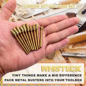 img 2 attached to 🛠️ WHISTECK Titanium Carbide Rotary Burr Set - Premium Quality 10pcs Double Cut Tungsten Steel Die Grinder Bits for Versatile Woodworking, Drilling, Metal Carving, Engraving & Polishing - 1/8" Shank, 1/4" Head Length