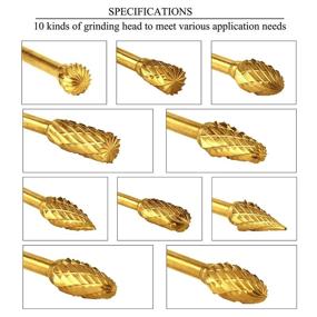img 1 attached to 🛠️ WHISTECK Titanium Carbide Rotary Burr Set - Premium Quality 10pcs Double Cut Tungsten Steel Die Grinder Bits for Versatile Woodworking, Drilling, Metal Carving, Engraving & Polishing - 1/8" Shank, 1/4" Head Length