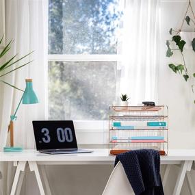 img 1 attached to 🌸 Spacrea Rose Gold Letter Tray: 4 Tier Stackable Desk Organizer with Display Shelf for Women