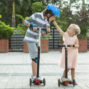 img 1 attached to 🛴 Hikole Kids Scooter, 3 Wheel Kick Scooter for Girls & Boys, Adjustable Height, Lean to Steer, Extra-Wide Deck, LED Light Up Wheels, Ages 4-12, Max Load 50KG