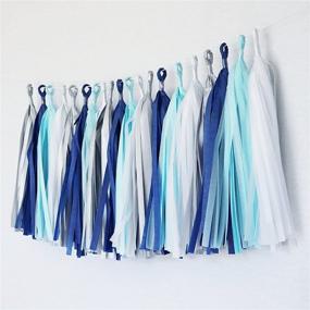 img 3 attached to Tissue Paper Tassel DIY Party Garland Decor - 20 Tassels Per Package - Perfect for All Events & Occasions (Blue-Navy-White-Silver)