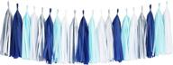 tissue paper tassel diy party garland decor - 20 tassels per package - perfect for all events & occasions (blue-navy-white-silver) logo