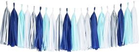 img 4 attached to Tissue Paper Tassel DIY Party Garland Decor - 20 Tassels Per Package - Perfect for All Events & Occasions (Blue-Navy-White-Silver)