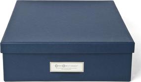 img 3 attached to Bigso Oskar Dark Blue Fiberboard Letter Box with Label Frame, 3.3 x 10.2 x 13.8 inches