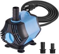 🐠 kedsum 800gph submersible water pump - ultra quiet fountain pump for fish tank, pond, aquarium, statuary, hydroponics - high lift 10ft, power cord 6.6ft, 3 nozzles (3000l/h, 60w) логотип