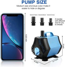 img 3 attached to 🐠 KEDSUM 800GPH Submersible Water Pump - Ultra Quiet Fountain Pump for Fish Tank, Pond, Aquarium, Statuary, Hydroponics - High Lift 10ft, Power Cord 6.6ft, 3 Nozzles (3000L/H, 60W)