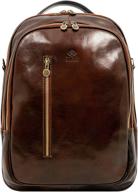 leather backpack travel carry rucksack logo