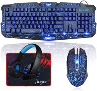 🎮 enhance your gaming experience with bluefinger backlit keyboard, mouse, and led headset combo logo
