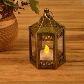 img 3 attached to 🌟 Golden Brushed zkee Mini Star Lantern Set of 8: Flickering LED, Battery Included, Decorative Hanging Lantern for Christmas Indoor Candle Décor