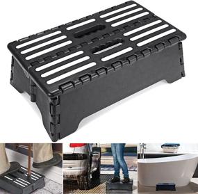 img 2 attached to 🪑 Hatuton 5” Folding Step Stool: Lightweight Anti-Skid Foldable Stool for Adults & Kids, 265 LB Capacity - Perfect for Kitchen, Bathroom, Bedroom, Closet