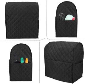 img 2 attached to 🔌 Quilted Fabric Dust Cover for 6-8 Quart Stand Mixer – Black, with Pockets