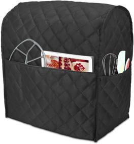 img 3 attached to 🔌 Quilted Fabric Dust Cover for 6-8 Quart Stand Mixer – Black, with Pockets