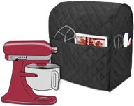 🔌 quilted fabric dust cover for 6-8 quart stand mixer – black, with pockets logo