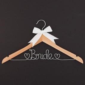 img 1 attached to 💍 Ella Celebration Bride Wedding Dress Hanger: Natural Wood Silver Wire