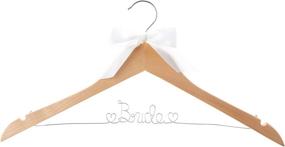 img 2 attached to 💍 Ella Celebration Bride Wedding Dress Hanger: Natural Wood Silver Wire