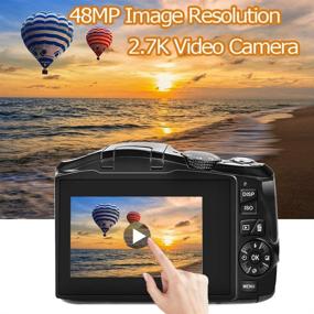 img 3 attached to 📸 Полная HD 2.7K Vlogging камера: 48MP YouTube камера с 3-дюймовым экраном, 4-кратным цифровым увеличением - Идеально подходит для начинающих фотографов (включает батарею на 1500 мАч)