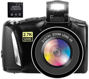 img 4 attached to 📸 Полная HD 2.7K Vlogging камера: 48MP YouTube камера с 3-дюймовым экраном, 4-кратным цифровым увеличением - Идеально подходит для начинающих фотографов (включает батарею на 1500 мАч)