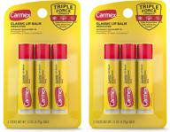🔥 carmex medicated lip balm sticks: ultimate lip moisturizer for dry, chapped lips - 0.15 oz 3 count (2 pack) logo