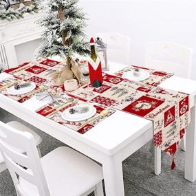 img 4 attached to 🎄 Christmas Table Runners and Placemats Set - 72 x 13 Inch, Festive Holiday Decorations with Tassels, Perfect for Dinner Parties and Celebrations, Embroidered Design (2021 Edition)