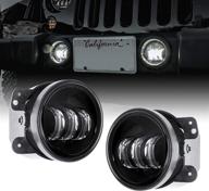 🔦 high-performance 2pc 4" led fog lights replacement for jeep wrangler jk unlimited [60w] [6,500k] - compatible with jeep wrangler 07-18, cherokee, dodge & chrysler - front bumper round fog driving lights and accessories logo