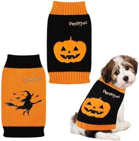 img 4 attached to Pedgot 2-Piece Soft Dog Halloween Sweater for Autumn/Winter - Fun Pet Apparel for Cat and Dog Halloween Celebrations