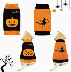 img 1 attached to Pedgot 2-Piece Soft Dog Halloween Sweater for Autumn/Winter - Fun Pet Apparel for Cat and Dog Halloween Celebrations