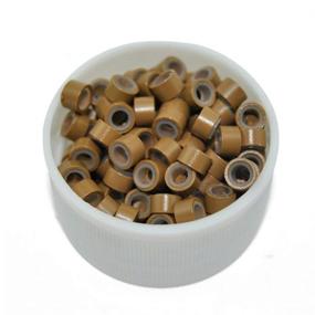 img 2 attached to 🎀 1000 PCS E-TING 5mm Color Silicone Lined Micro Rings Links for I Bonded Tipped Hair Extensions - Light Brown