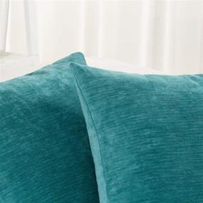 img 1 attached to 📦 Hwy 50 Teal Decorative Throw Pillows Covers 18 x 18 inch - Soft Comfy Chenille for Living Room, Bed, or Sofa - Solid Decor Square Cushion Cover Set - Pack of 2