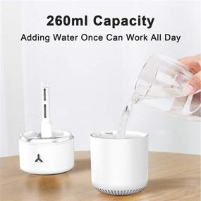 img 2 attached to 🌬️ White USB Mini Humidifier - Makolan LittleDiffuser, Portable 260ml Cool Mist Ultrasonic Desktop Air Humidifier with Colorful LED Night Light, Perfect for Bedroom, Car, Office