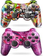 puning 2pack wireless controller for ps3 controller - upgraded joystick, sky and art compatible - playstation 3 wireless controller logo