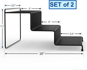 img 3 attached to 🌶️ Black 3-Tier Spice Rack Cabinet Organizers (Set of 2) - Organize Food Cans, Seasonings, and Liquor Bottles - 3-Step Spice Riser Included