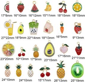 img 3 attached to 🍎 48pcs Gold Plated Enamel Fruit Charms: Perfect for Earrings, Necklaces, and Bracelets!