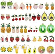 🍎 48pcs gold plated enamel fruit charms: perfect for earrings, necklaces, and bracelets! logo