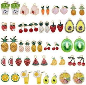 img 4 attached to 🍎 48pcs Gold Plated Enamel Fruit Charms: Perfect for Earrings, Necklaces, and Bracelets!