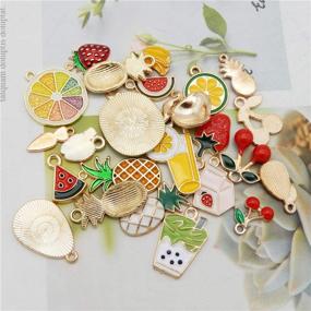 img 1 attached to 🍎 48pcs Gold Plated Enamel Fruit Charms: Perfect for Earrings, Necklaces, and Bracelets!