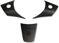 enhance your tesla model 3 & model y with stylish matte carbon fiber steering wheel covers logo