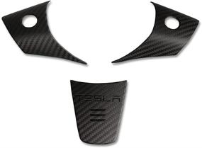 img 4 attached to Enhance Your Tesla Model 3 & Model Y with Stylish Matte Carbon Fiber Steering Wheel Covers