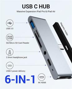 img 3 attached to 🔌 iPad Pro USB C Hub Adapter, GIISSMO 6-in-1 Dock for iPad Pro 11 12.9 2020 2018 Air 4, HDMI USB3.0 SD/TF Slots PD 3.5mm, iPad Air 4th Generation Accessories