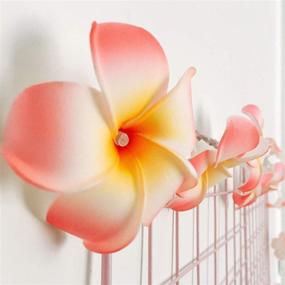 img 1 attached to 🌺 AceList 2 Sets Pink Flowers Frangipani 20 LED String Lights: Stunning Hawaiian Foam Artificial Plumeria Flowers - Battery Powered Fairy Starry Lights for Wedding Beach Party