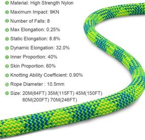 img 3 attached to X XBEN 10.5mm UIAA Dynamic Climbing Rope 20M(65FT) 35M(115FT) 45M(150FT) 60M(200FT) 75M(246FT) - Safety Nylon Kernmantle Rope for Rock, Tree, and Ice Climbing, Rappelling, and Rescue