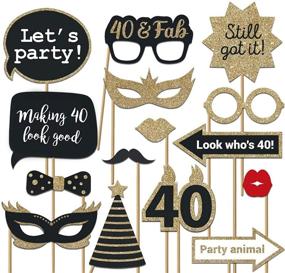 img 4 attached to 🎉 Pre-made Set of 30 40th Birthday Photo Booth Props - Black & Gold Selfie Signs - Party Supplies & Decorations - Elegant Designs with Genuine Glitter - No DIY Needed!