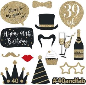 img 1 attached to 🎉 Pre-made Set of 30 40th Birthday Photo Booth Props - Black & Gold Selfie Signs - Party Supplies & Decorations - Elegant Designs with Genuine Glitter - No DIY Needed!