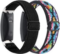 elastic watch band for fitbit inspire 2/inspire/inspire hr – adjustable soft nylon wristband, stretchable & breathable replacement for fitbit inspire (black-graffiti) logo