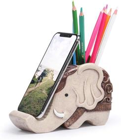 img 4 attached to 🐘 Mokani Elephant Desk Organizer: Pen Pencil Holder with Cell Phone Stand & Cute Elephant Gifts for Women - Multifunctional Desk Decor and Office Decoration - Perfect Thanksgiving and Christmas Gift