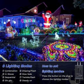 img 3 attached to 🔔 197ft Long String Light Mains Powered 500 LED Outdoor Christmas Lights with 8 Modes – Clear Wire Christmas String Lights for Wedding Party Decoration in Blue