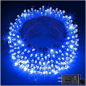 img 4 attached to 🔔 197ft Long String Light Mains Powered 500 LED Outdoor Christmas Lights with 8 Modes – Clear Wire Christmas String Lights for Wedding Party Decoration in Blue