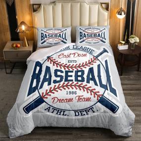 img 2 attached to 🏀 Vintage Sports Baseball Bedding Set - 3pcs Comforter Set for Kids Boys Teens, Homewish Baseball Theme Duvet Insert with Soft Polyester Down Comforter and 2 Pillowcases - Full Size